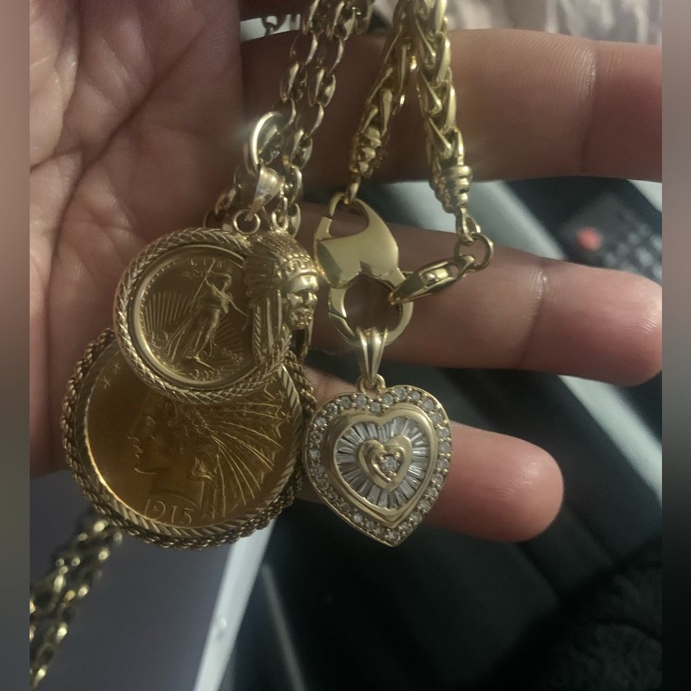 Gold and Silver Heart Pendant Necklace
